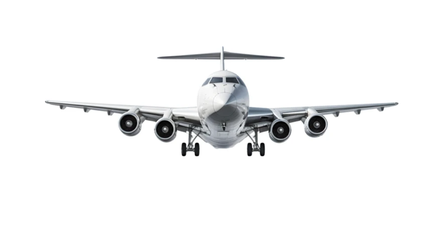 Four engine passenger jet airplane isolated on white background