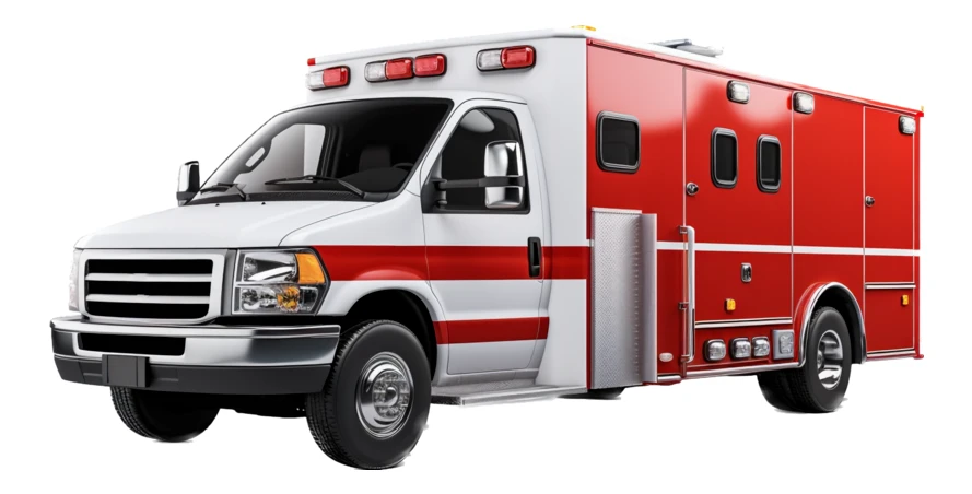 Emergency medical ambulance vehicle isolated on white background