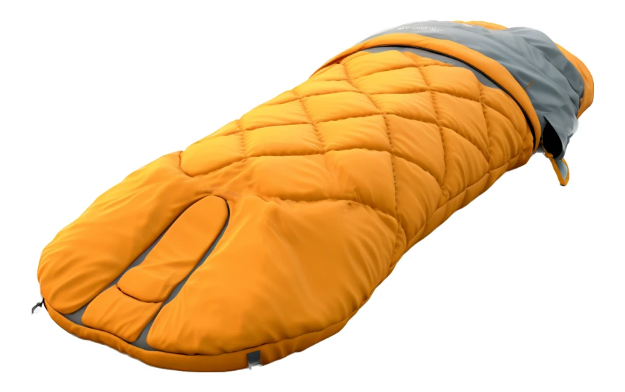 Quilted orange and gray baby footmuff for stroller isolated