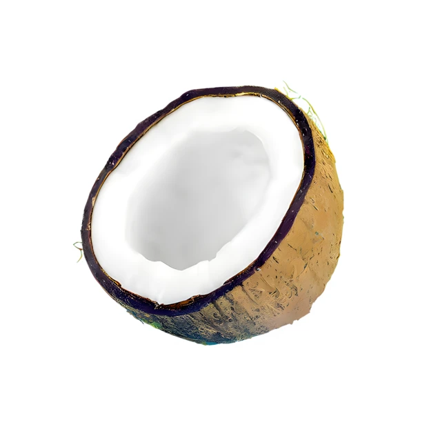 Fresh half of a coconut isolated on white background