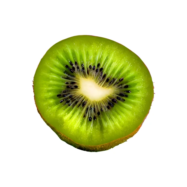 Fresh green kiwi fruit slice isolated on white background