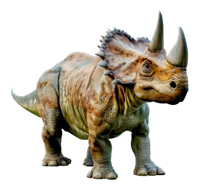 Realistic Triceratops dinosaur model isolated on white background