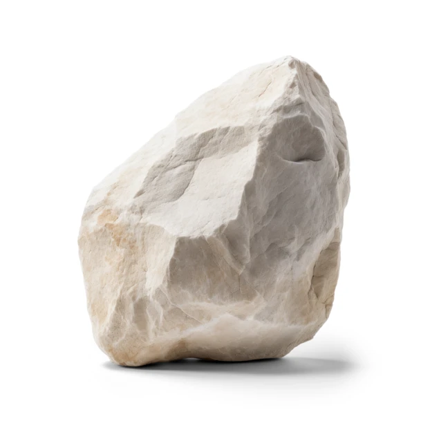 Large white textured rock isolated on white background