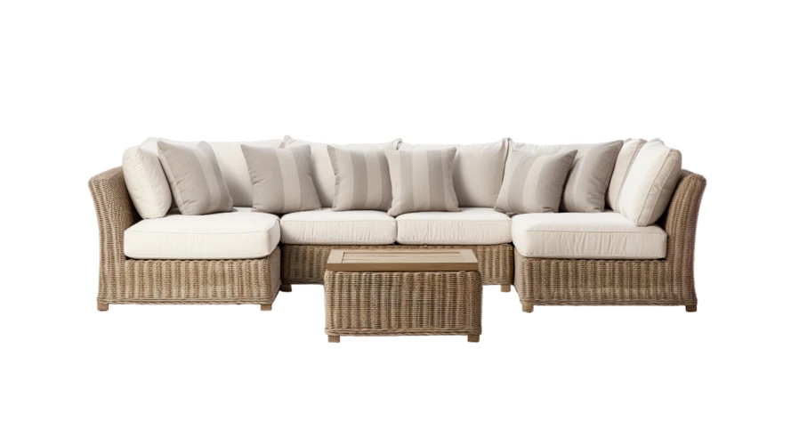 Modern wicker outdoor sectional sofa set isolated on white