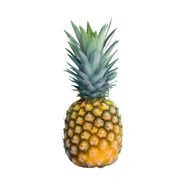 Whole fresh pineapple fruit isolated on white background