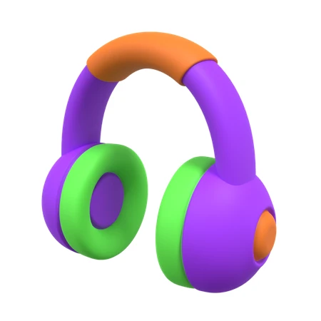 Stylized 3D purple and green headphones icon