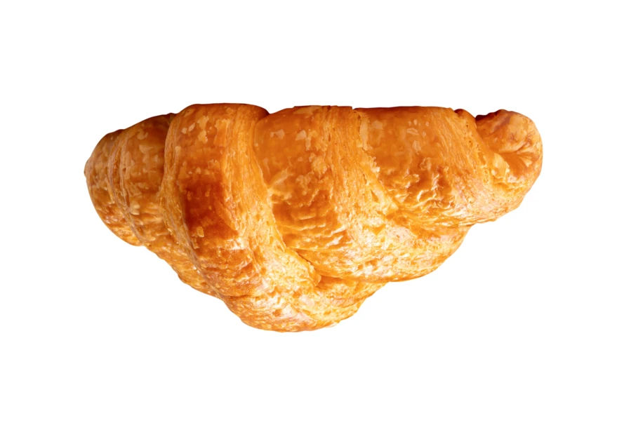 Fresh golden brown croissant isolated on white background