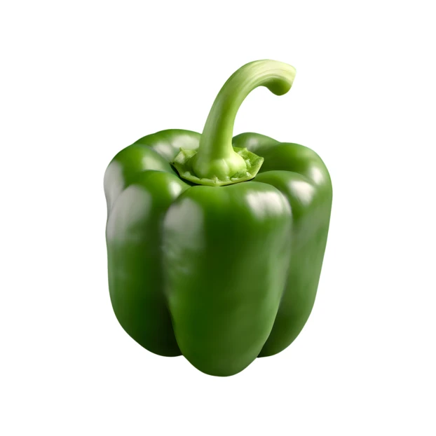 Fresh green bell pepper isolated on white background