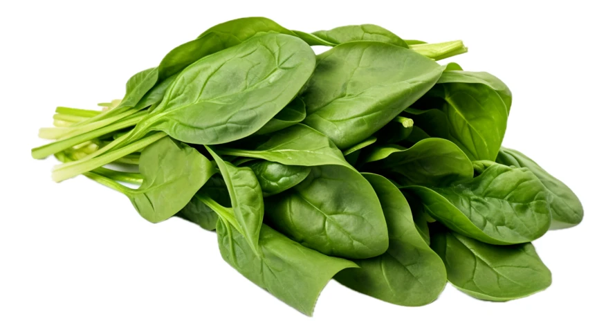 Fresh bunch of green baby spinach leaves on white background