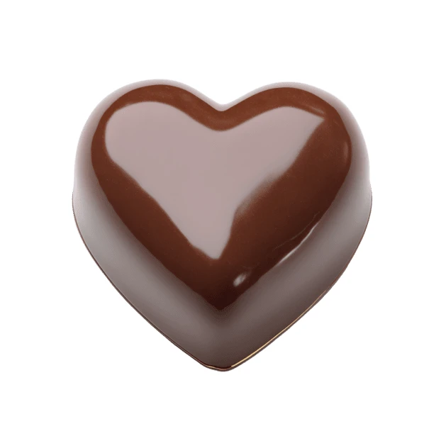 Heart-shaped chocolate candy isolated on white background