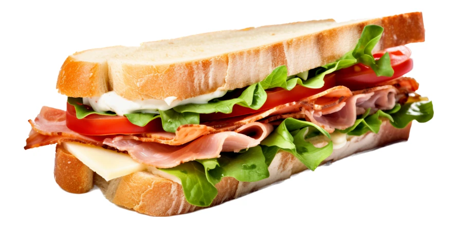 Fresh ham and cheese sandwich with lettuce and tomato
