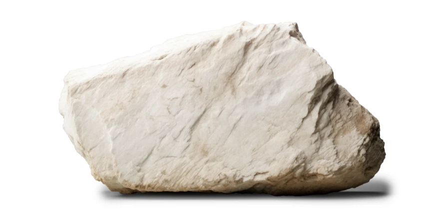 Natural rough white mineral stone isolated on white background