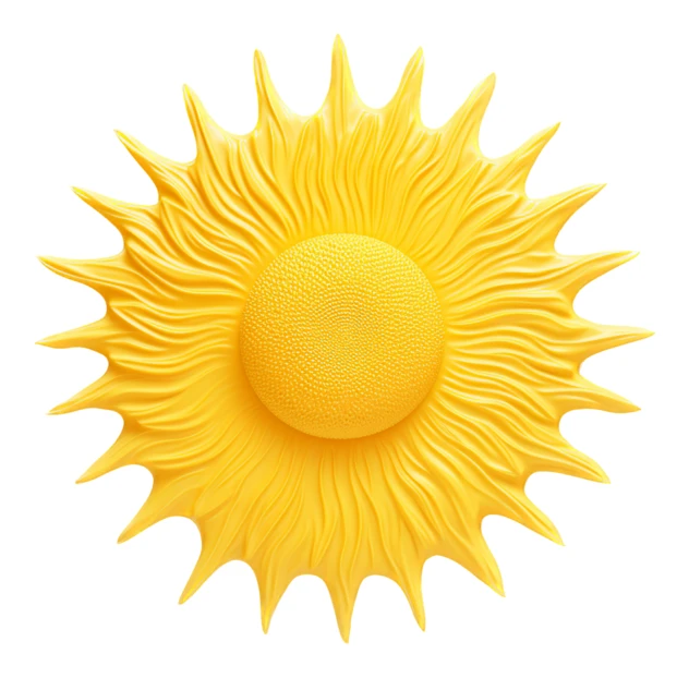 Stylized yellow sun icon isolated on white background