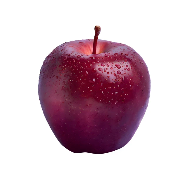 Fresh red apple with water droplets isolated on white