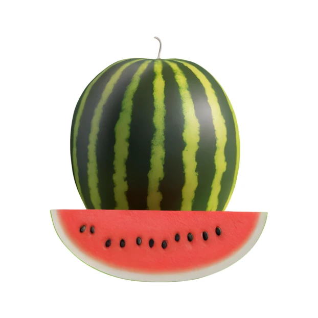 Whole watermelon with a fresh slice isolated on white