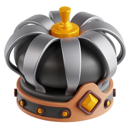3D rendered stylized silver and gold royal crown icon