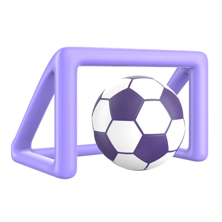 3D purple soccer goal and soccer ball icon