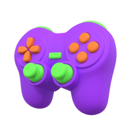 Stylized purple 3D video game controller isolated on white background