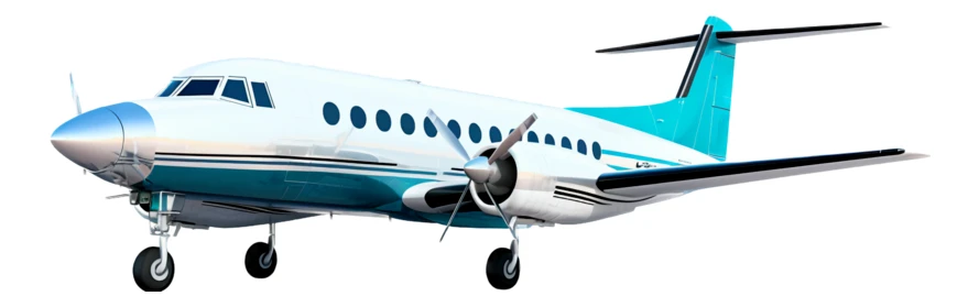 Twin-engine turboprop regional airliner isolated on white background