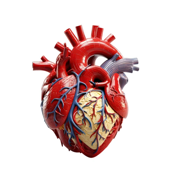 Anatomical human heart model isolated on white background