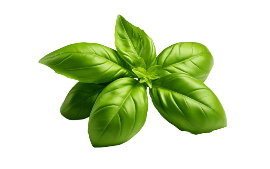 Fresh green basil leaves isolated on white background
