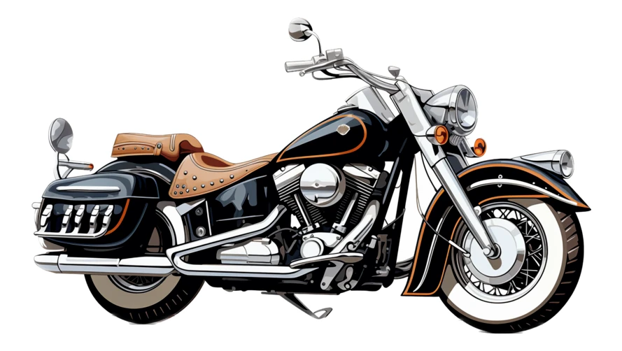 Classic vintage cruiser motorcycle with leather seat illustration