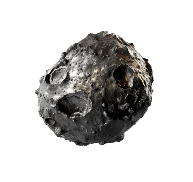 Asteroid with craters isolated on white background