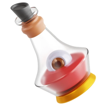 3D stylized magic potion bottle with floating eyeball