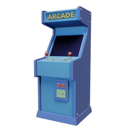 Retro blue arcade machine cabinet 3D render isolated
