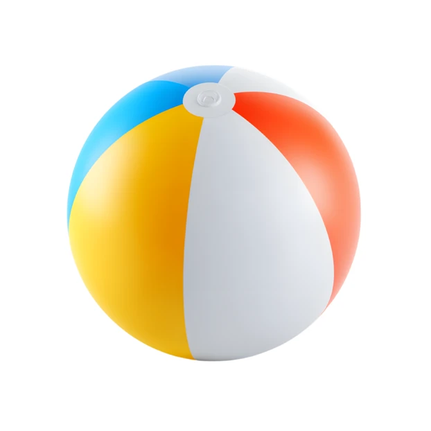Colorful inflatable beach ball isolated on white background