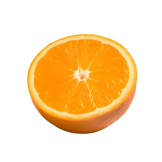 Fresh orange fruit half isolated on white background