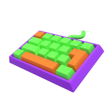 3D stylized colorful computer keyboard icon on white background