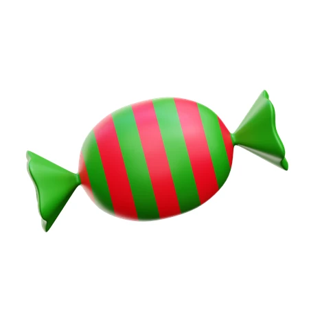 Red and green striped candy 3D illustration
