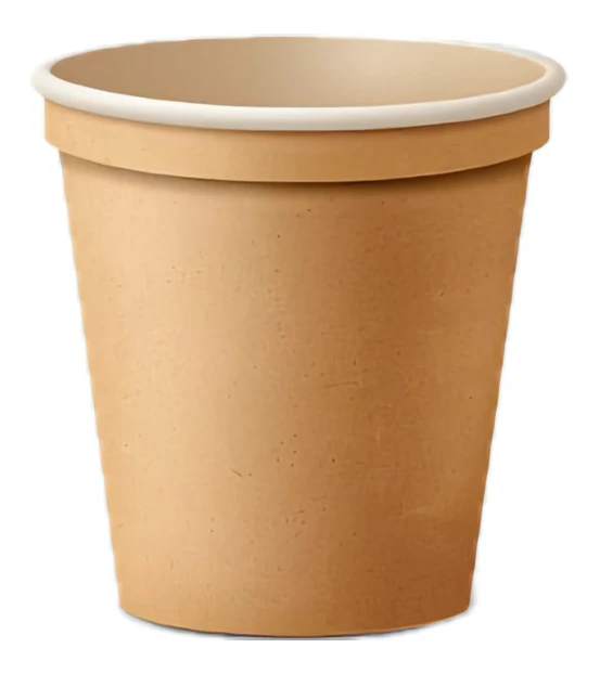 Disposable brown paper coffee cup on white background