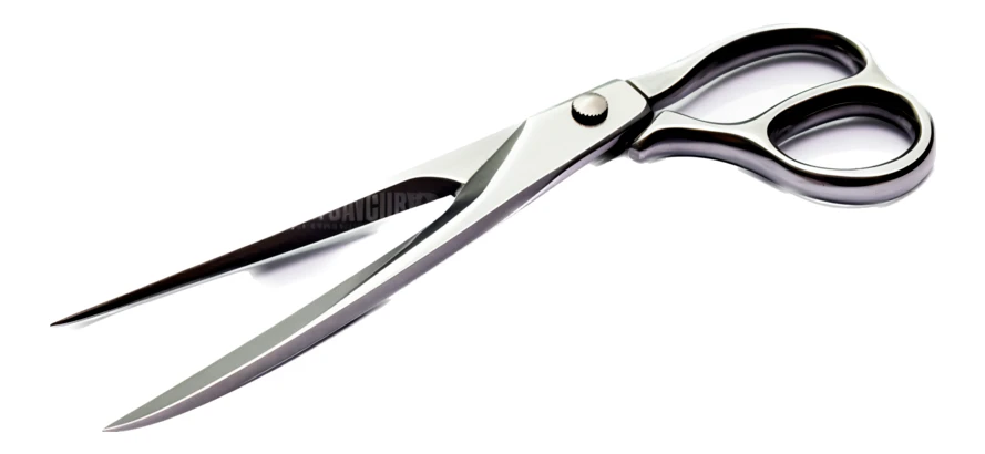 Professional stainless steel tailoring scissors isolated on white background