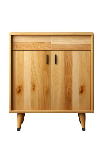 Minimalist Scandinavian style wooden storage cabinet with drawers
