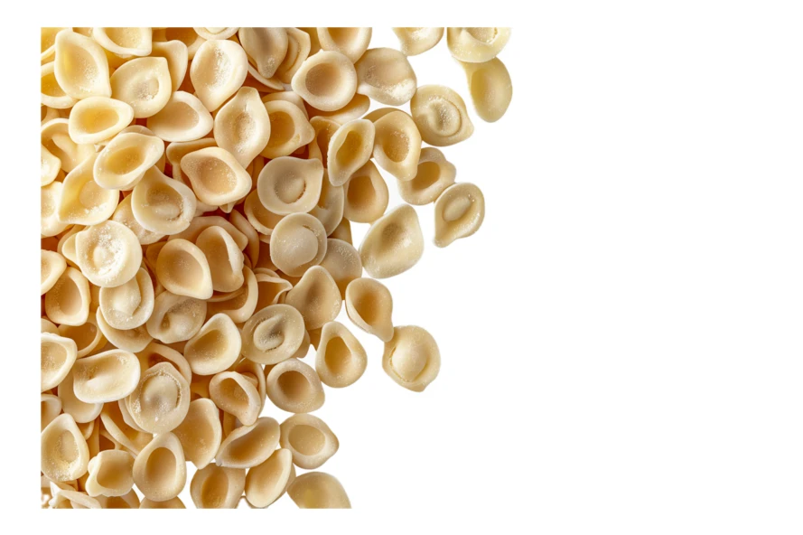Dry orecchiette pasta isolated on white background