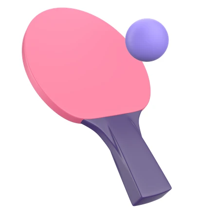 3D rendered ping pong paddle and ball isolated