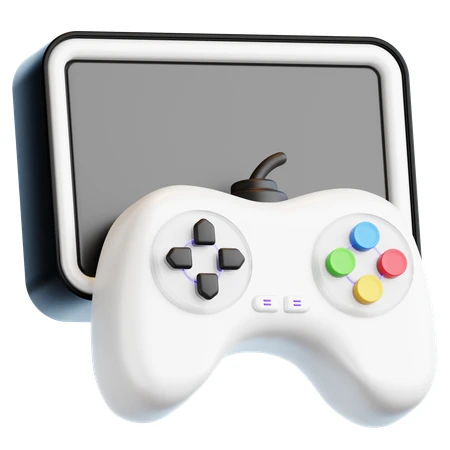 3D render of a white game controller and console screen