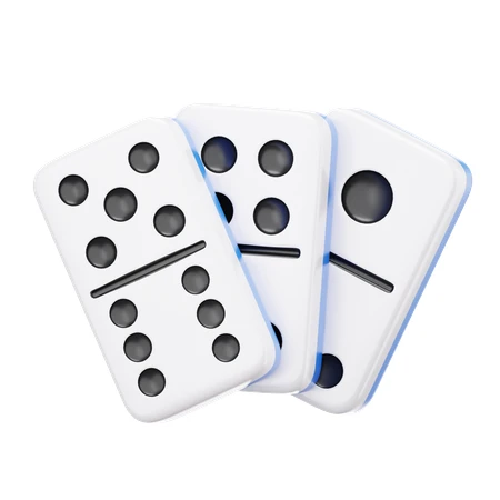 Three white 3D domino tiles isolated on white background