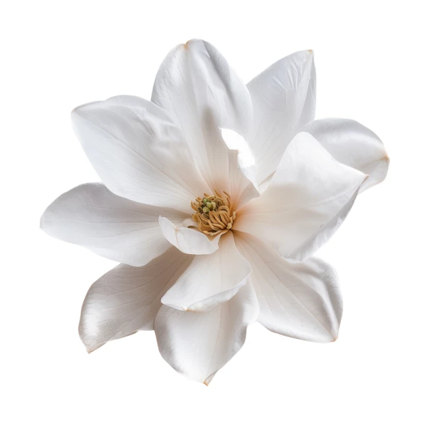 White magnolia flower isolated on white background