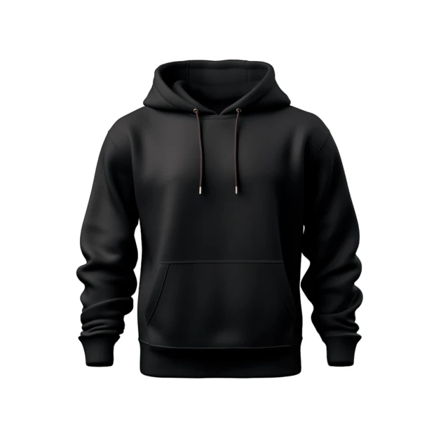 Plain black hoodie sweatshirt mockup isolated on white background
