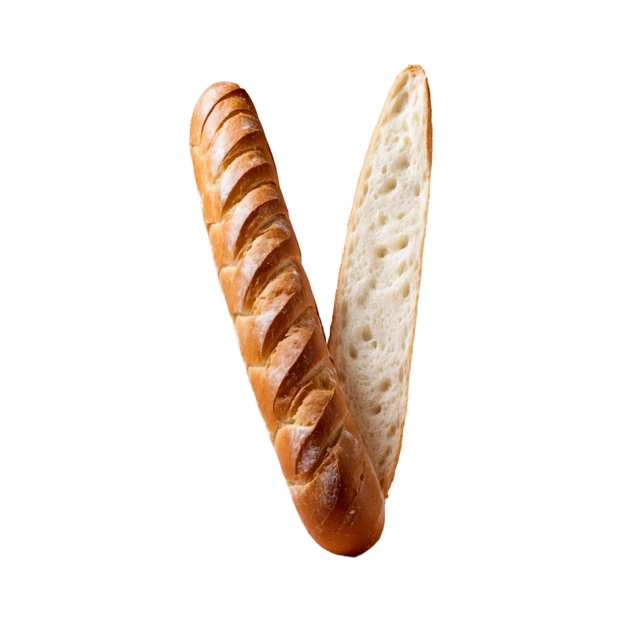 Fresh French baguette bread isolated on white background