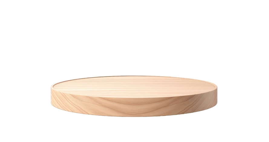 Empty round wooden podium isolated on white background