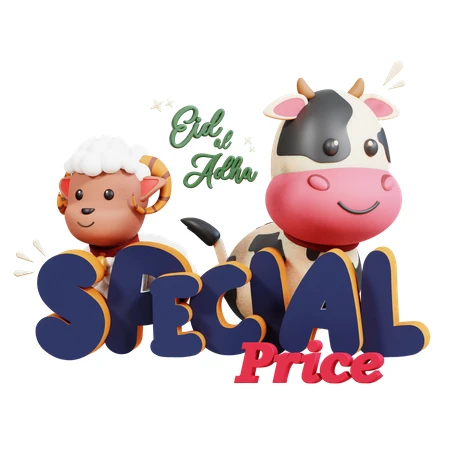 Eid Al-Adha Special Price Cow and Sheep 3D