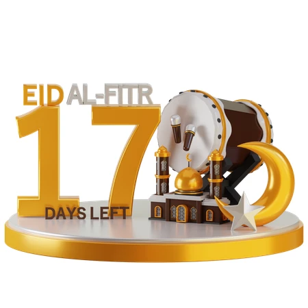 Eid Al Fitr countdown with drum and mosque