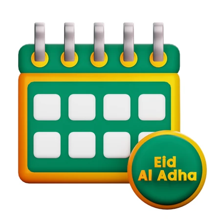 3D calendar icon for Eid Al Adha holiday celebration