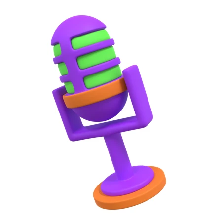 Stylized 3D microphone icon isolated on white background