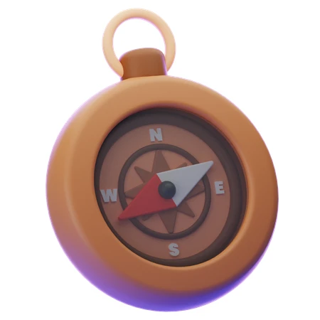 3D render of a compass icon isolated on white