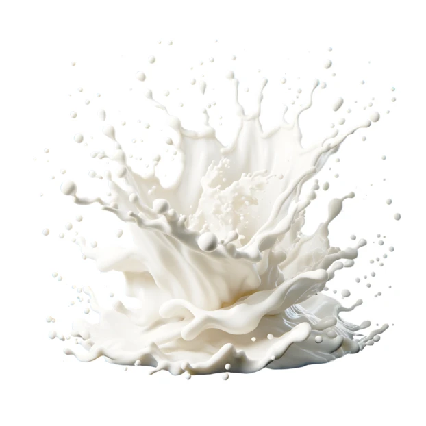 Dynamic white milk splash isolated on white background